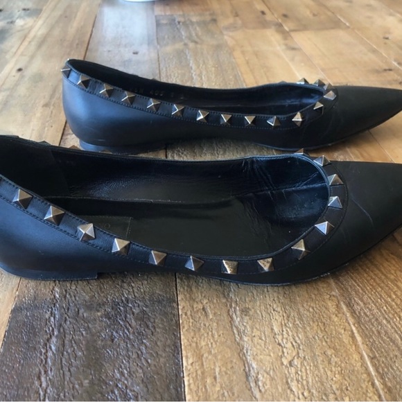 Valentino Garavani Rockstuds noir Ballerina flats size 8 - Picture 3 of 10